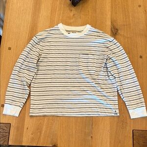 Madewell Striped Long Sleeve Tee in Navy and White Size Medium